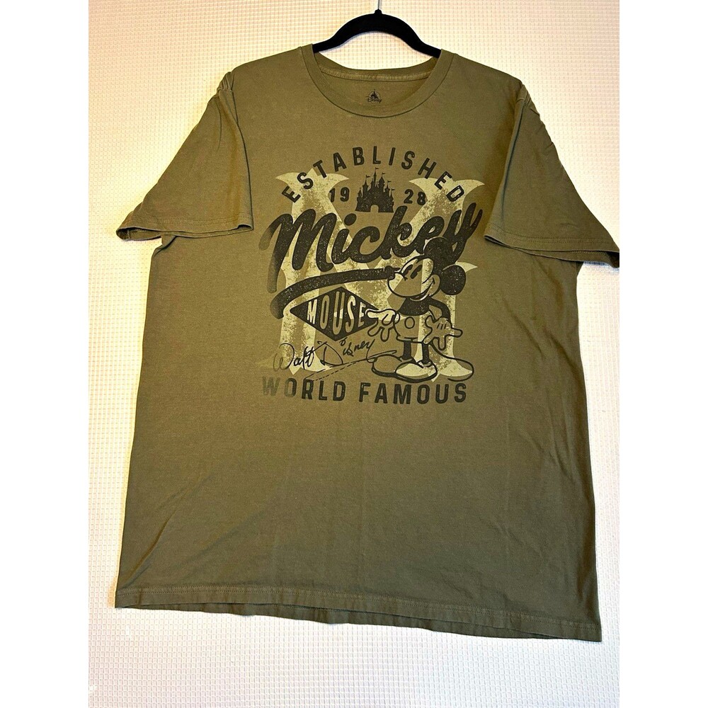 Disney Mickey Mouse Graphic T-Shirt Green Adult XL Short Sleeve